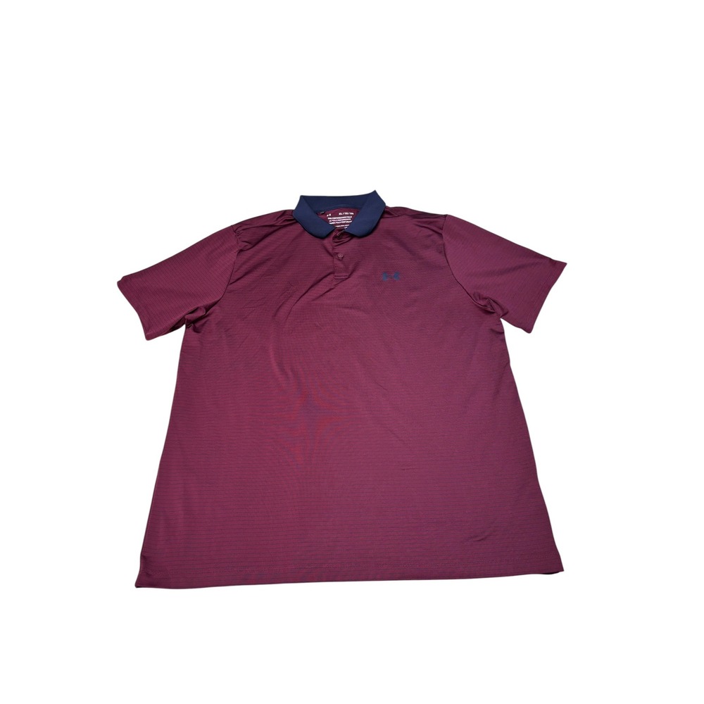 Under Armour Mens XL Performance Polo Shirt‎ Maroon Burgundy Striped 1377376-609